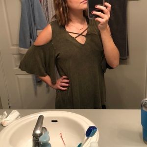 Altar’d State forest green cold shoulder top